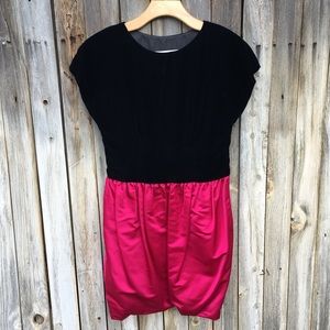 Vintage 80’s Cathy Hardwick Velvet Satin Bubble Dress Black Pink
